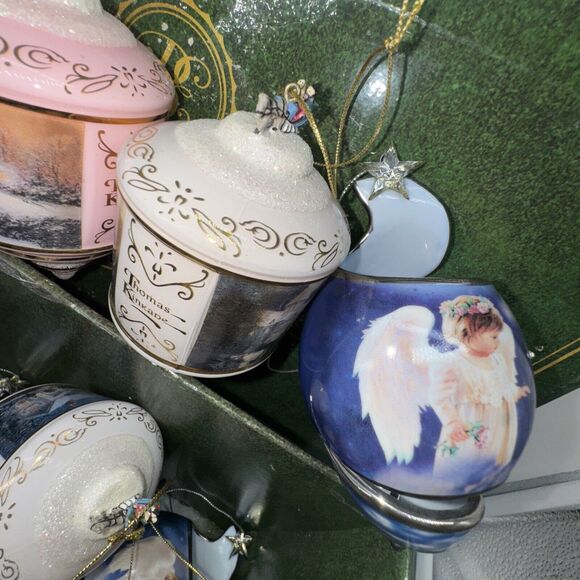 24 Bradford Editions Thomas Kinkade Heirloom Glass Starlight Angel BOX ORNAMENTS - Picture 11 of 15